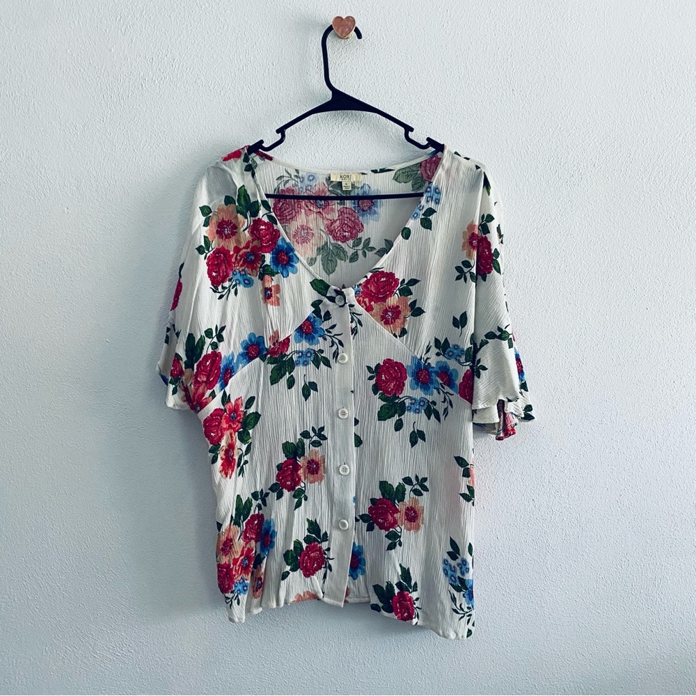 Kori floral button down blouse